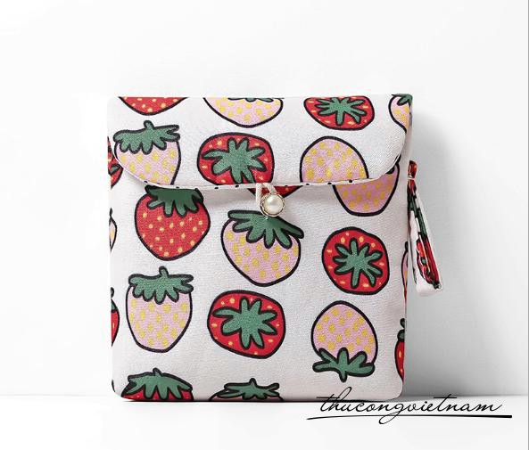 Ví vuông vintage 12.5x12.5cm - Quả dâu