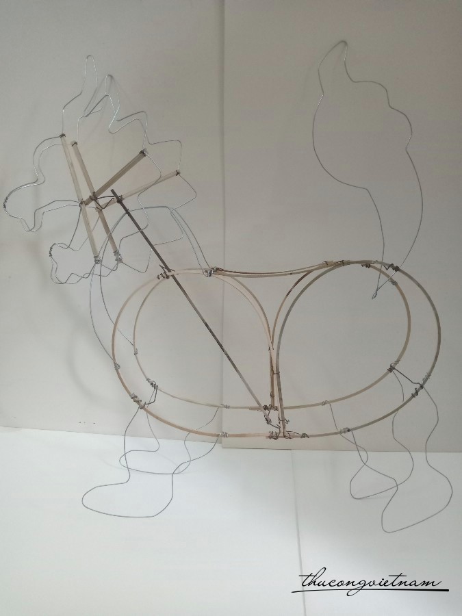 Khung tre lồng đèn - Con lân 80x65cm