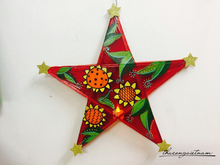 Lồng đèn ngôi sao vẽ 50cm - Hoa hướng dương