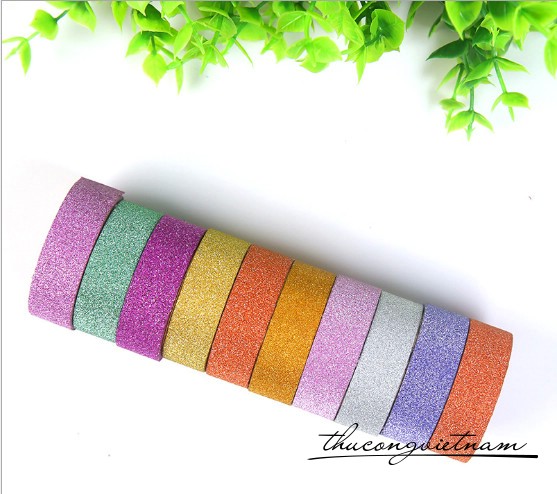 Lốc 10 cuộn băng keo kim tuyến bảng 1.5cm