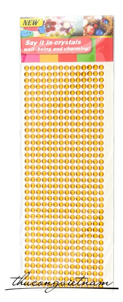 Sticker hạt cườm nổi 5 ly màu vàng