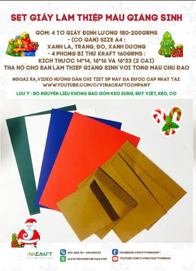 Set giấy làm thiệp màu Giáng sinh