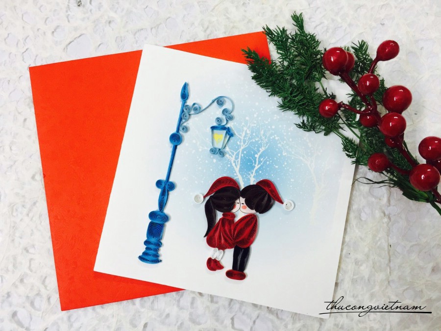 Thiệp quilling Giáng Sinh - Christmas Couple