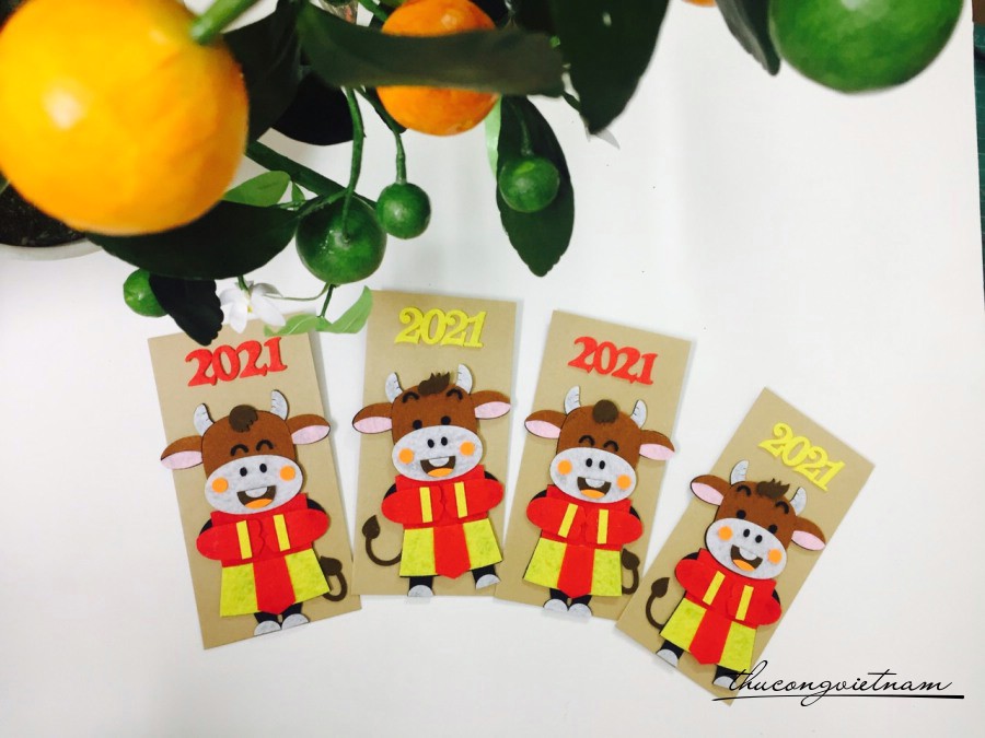 Kit 2 bao lì xì chú trâu vải nỉ
