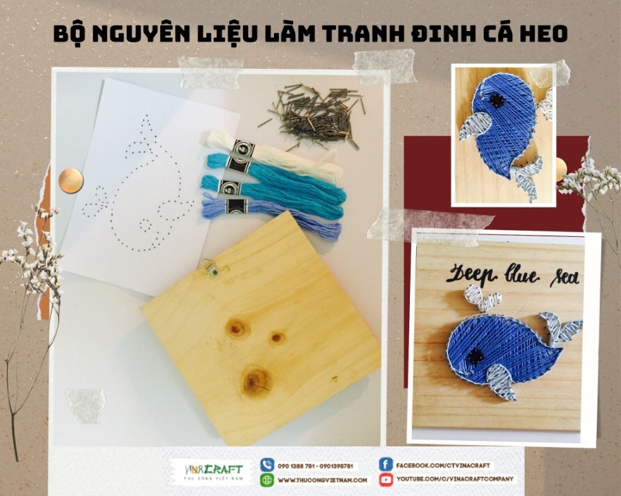 Bộ kit tranh đinh cá heo