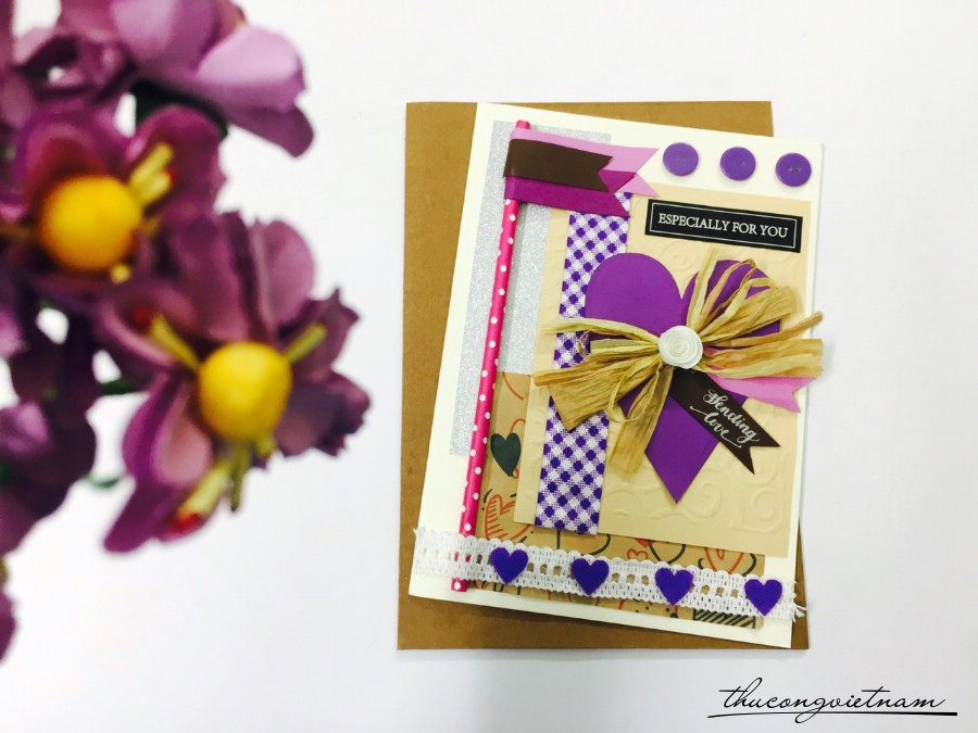 Thiệp Sending love - tím