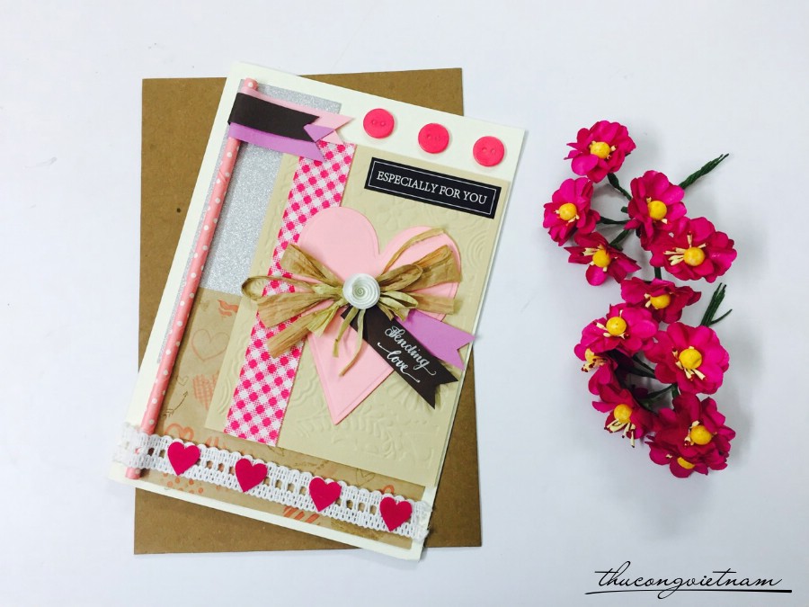 Thiệp Sending love - hồng
