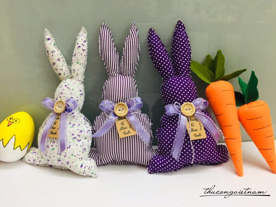 Thỏ bông vải Phục sinh 29cm - tông tím