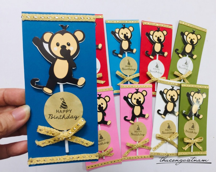 Thiệp Happy Birthday chú khỉ