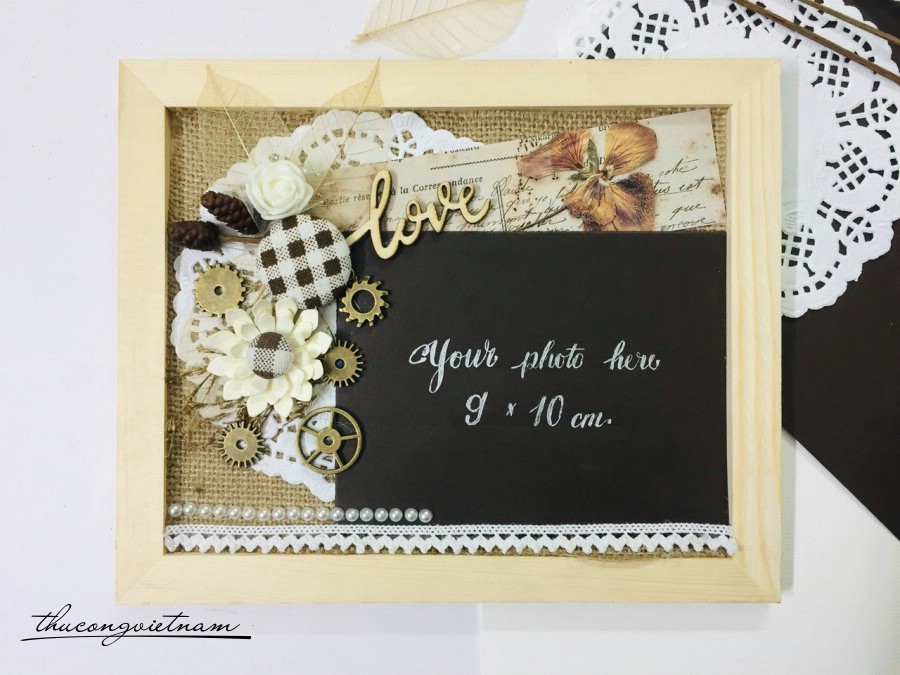 Khung ảnh vintage mặt đồng bánh răng