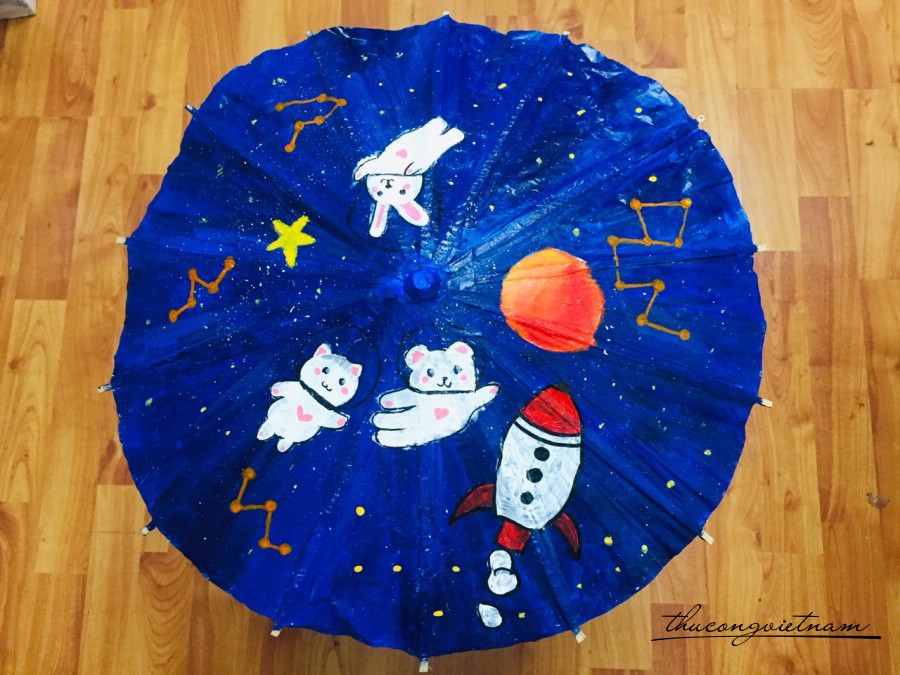 Dù giấy dầu trang trí - Vũ trụ (40cm)