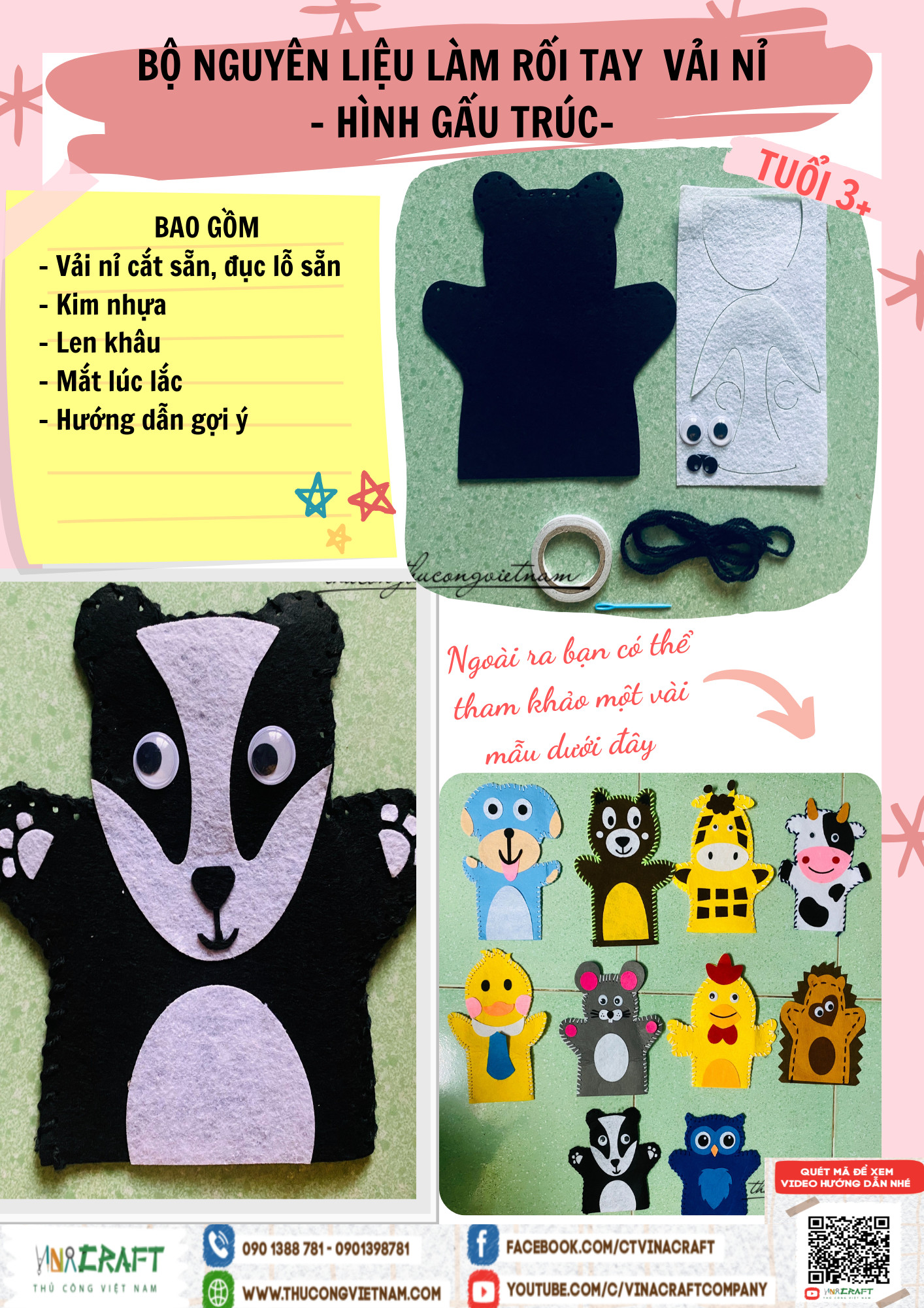 Kit rối tay gấu trúc