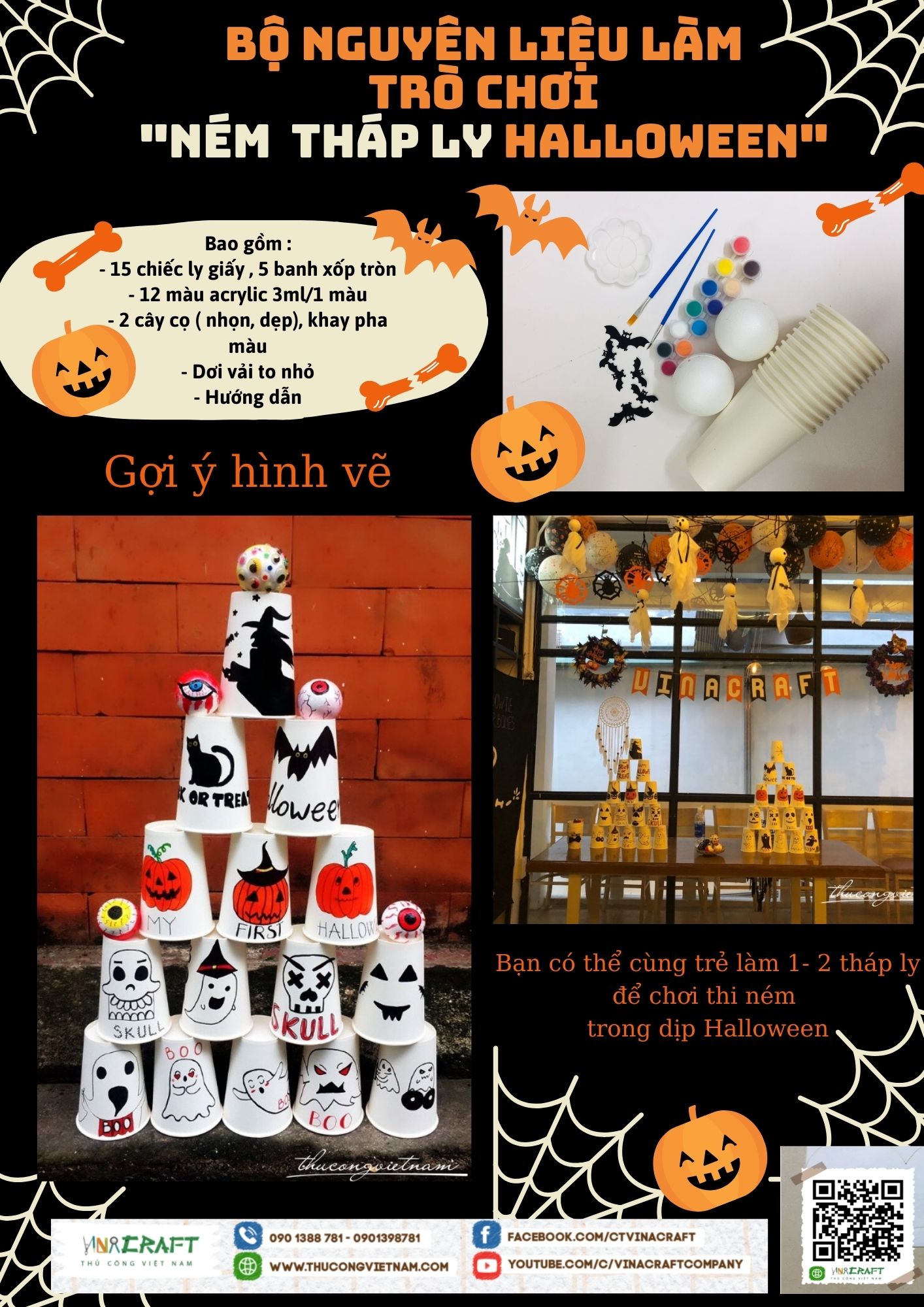 Kit trò chơi: Ném Tháp Ly Halloween