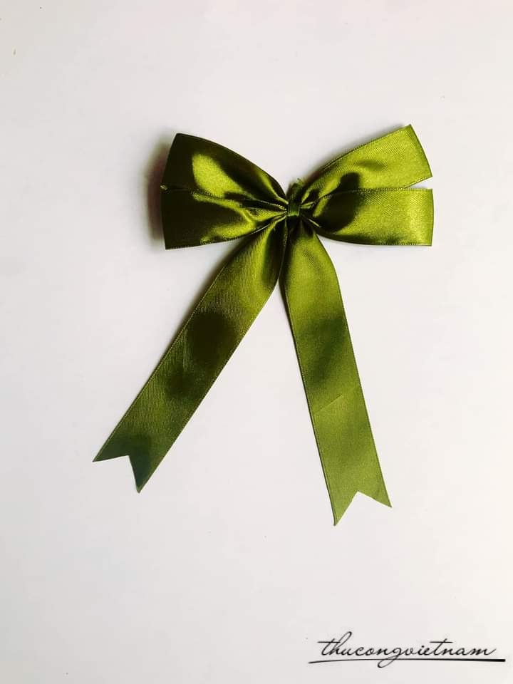 Nơ 4 cánh 2cm - Ruy băng xanh rêu