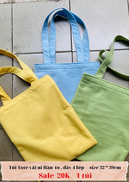 3 Túi Tote Vải Nỉ Hàn to, dày 4 lớp 