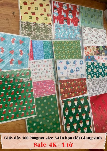 Giấy dày A4 in họa tiết Giáng Sinh