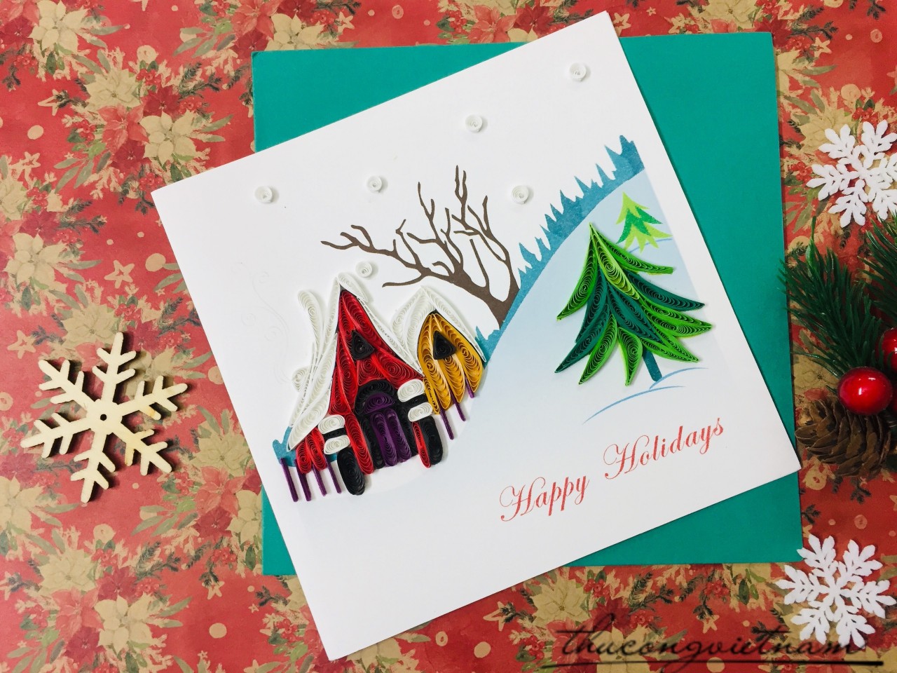 Thiệp quilling Giáng Sinh - Mẫu 2