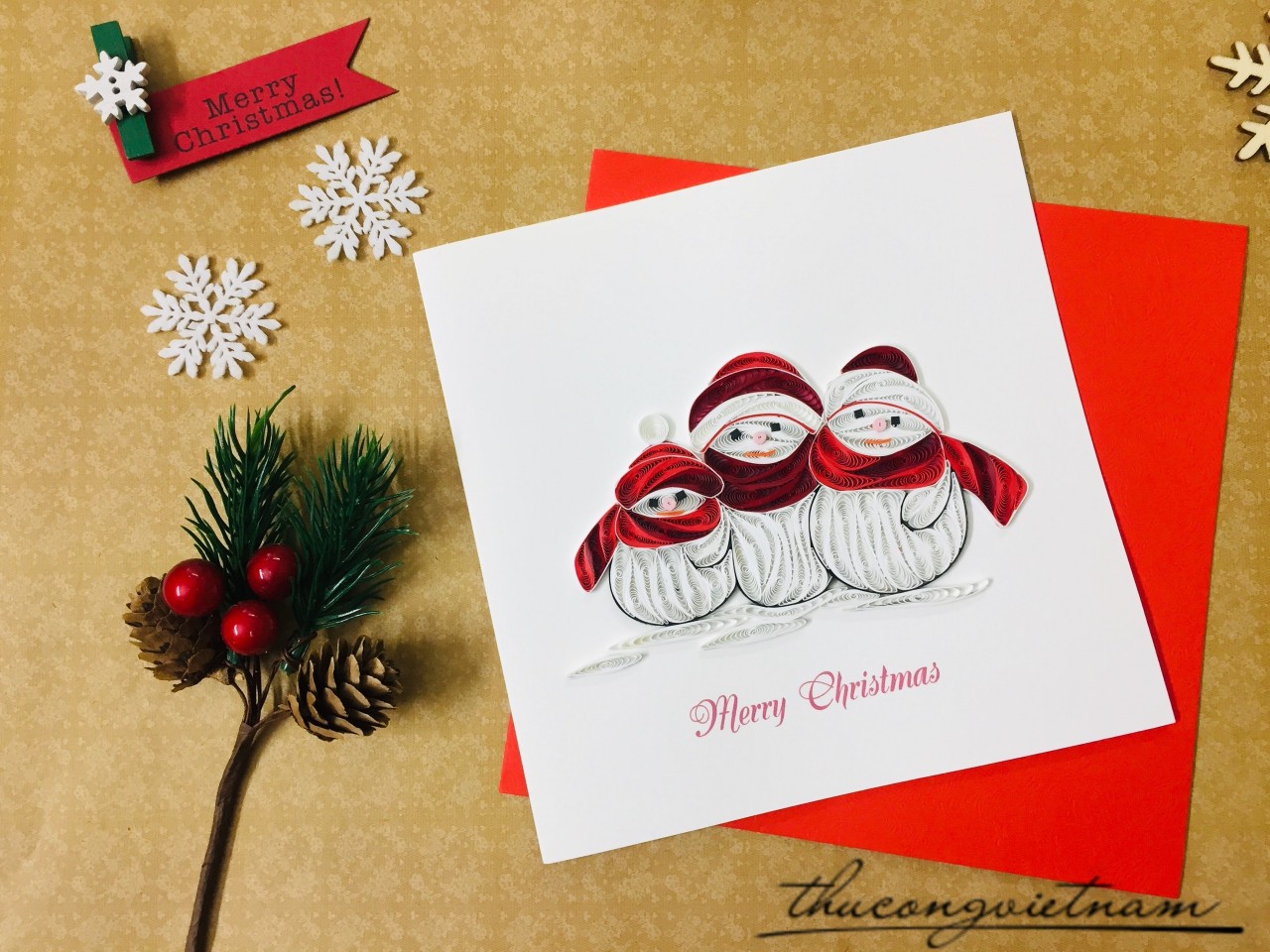 Thiệp quilling Giáng Sinh - Mẫu 7