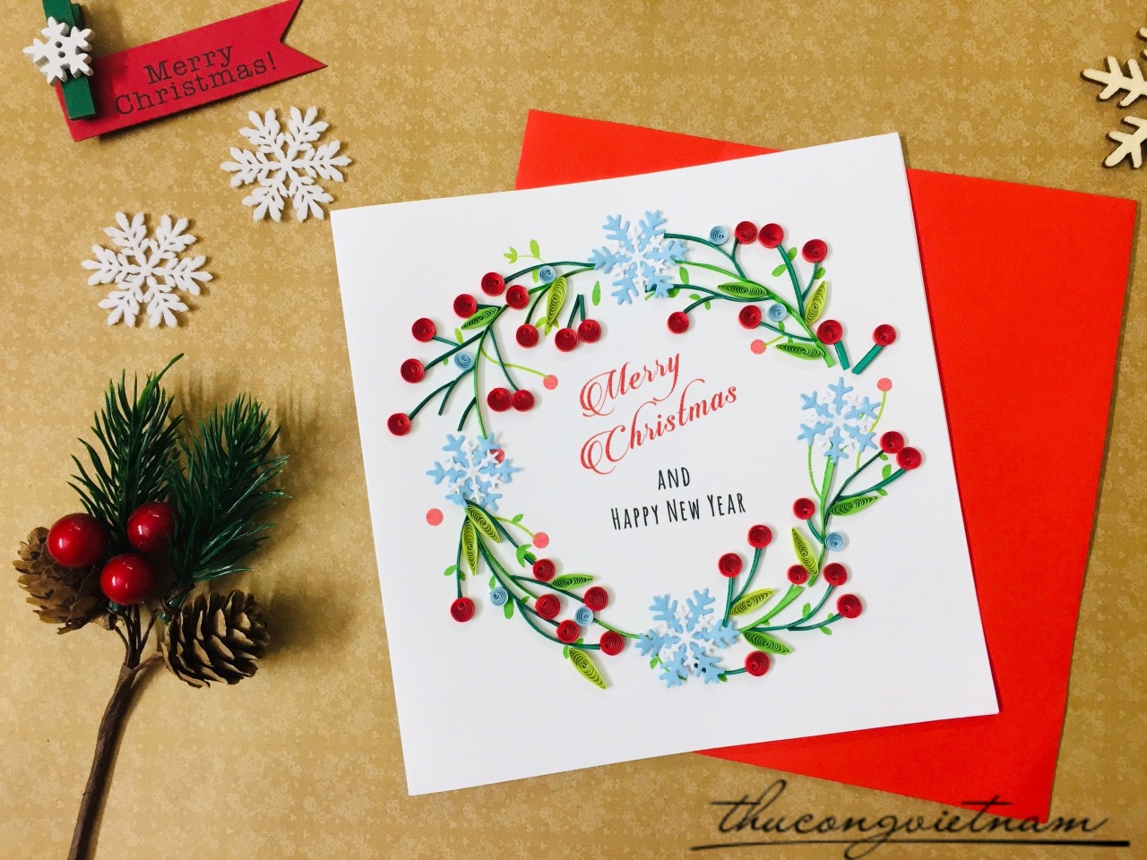 Thiệp quilling Giáng Sinh - Mẫu 8