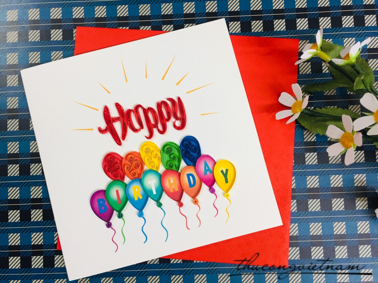 Thiệp quilling Happy Birthday - M2