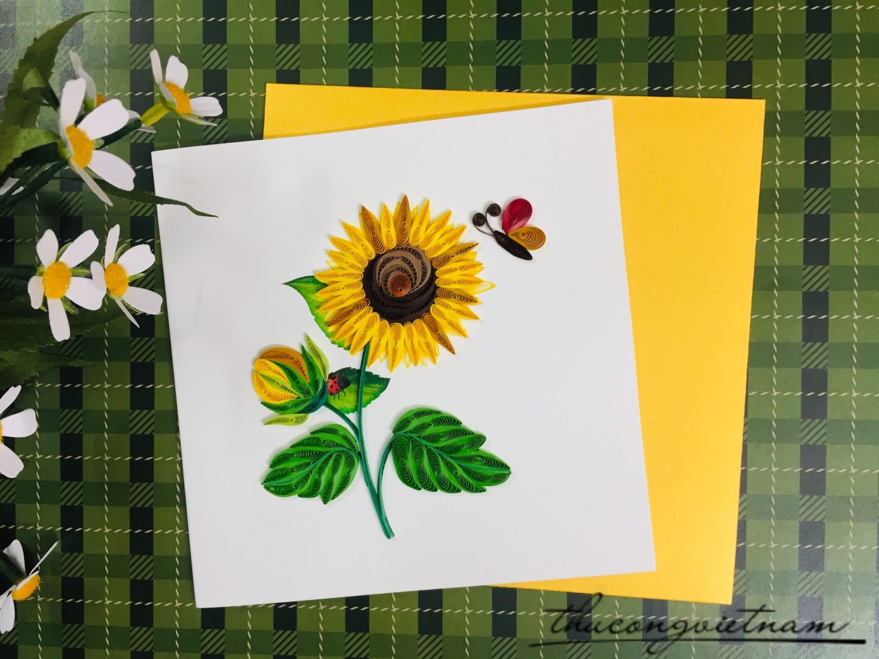 Thiệp Quilling Hoa Hướng Dương - Mẫu 1