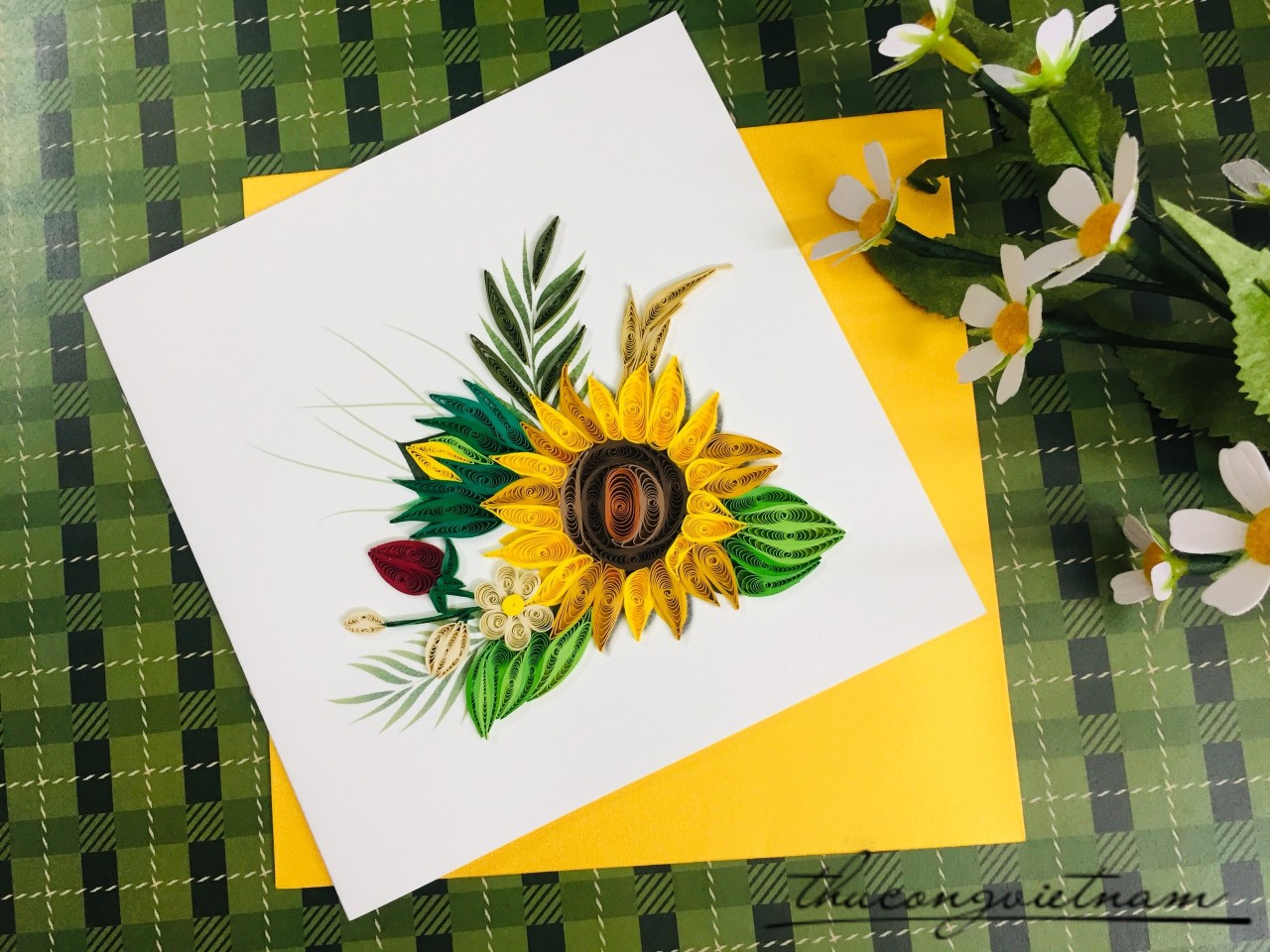 Thiệp Quilling Hoa Hướng Dương - Mẫu 4