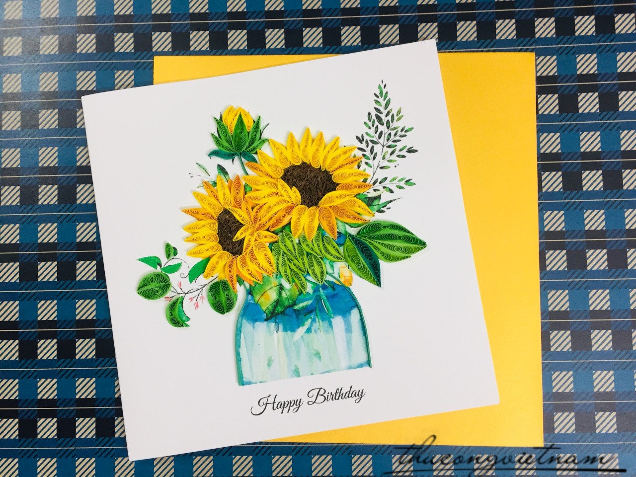 Thiệp Quilling Hoa Hướng Dương - Mẫu 7