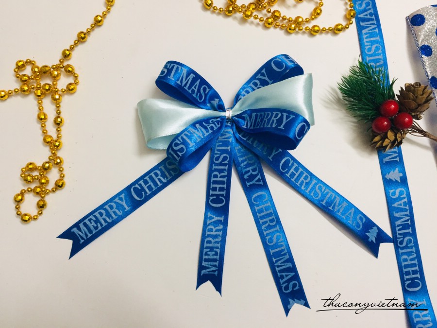 Nơ Ruy Băng Giáng Sinh 6 Cánh Merry Christmas 15cm