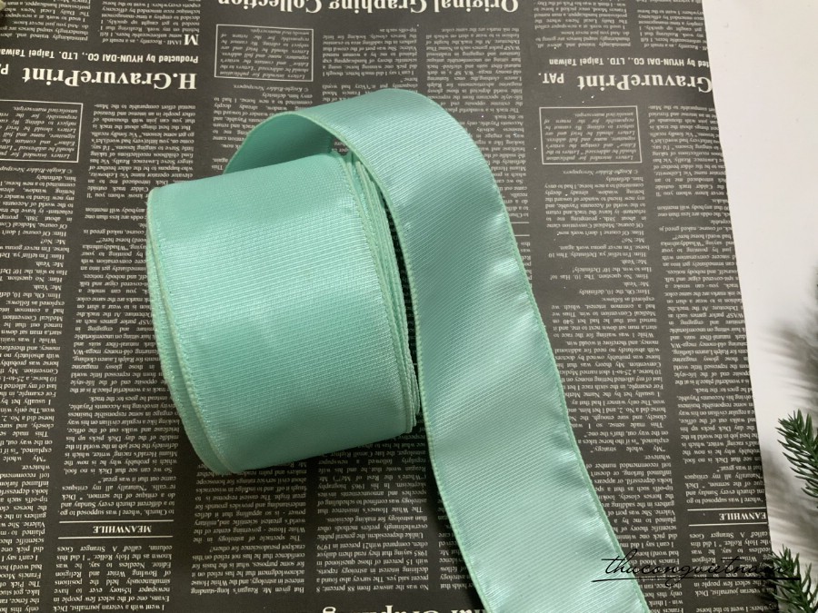 Ruy băng vải xanh mint sọc gân