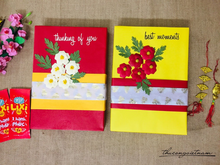 Set 2 Hộp Quà To Gói Sẵn Phong Cách Tết (23*32*5cm) - Mẫu 4