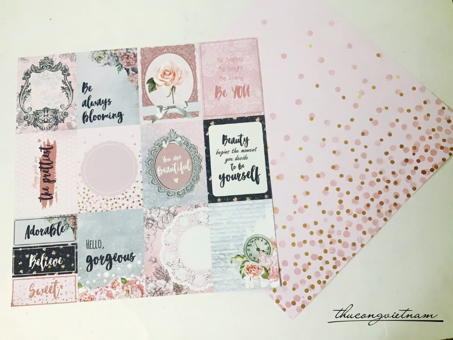 Giấy Scrapbook, Album, thiệp cao cấp in 2 mặt - M12
