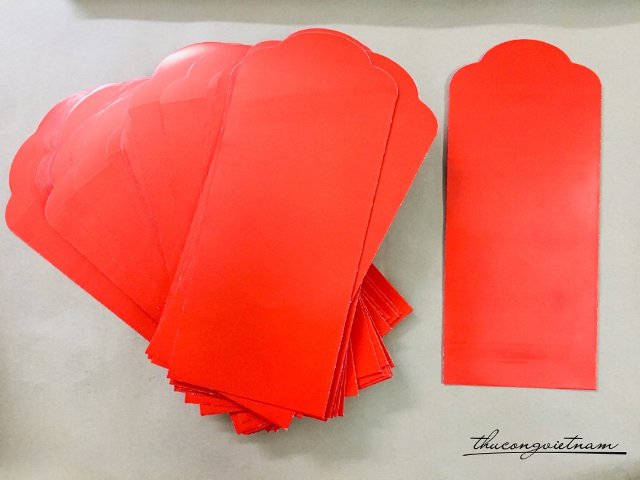 50 bao lì xì đỏ trơn 8*16cm