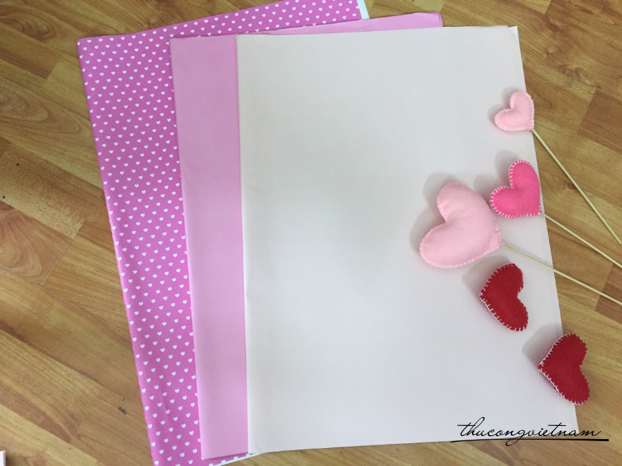 Set 3 giấy gói quà tim Valentine's day - M3