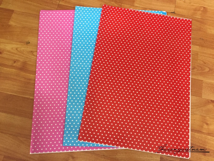 Set 3 giấy gói quà tim Valentine's day - M4