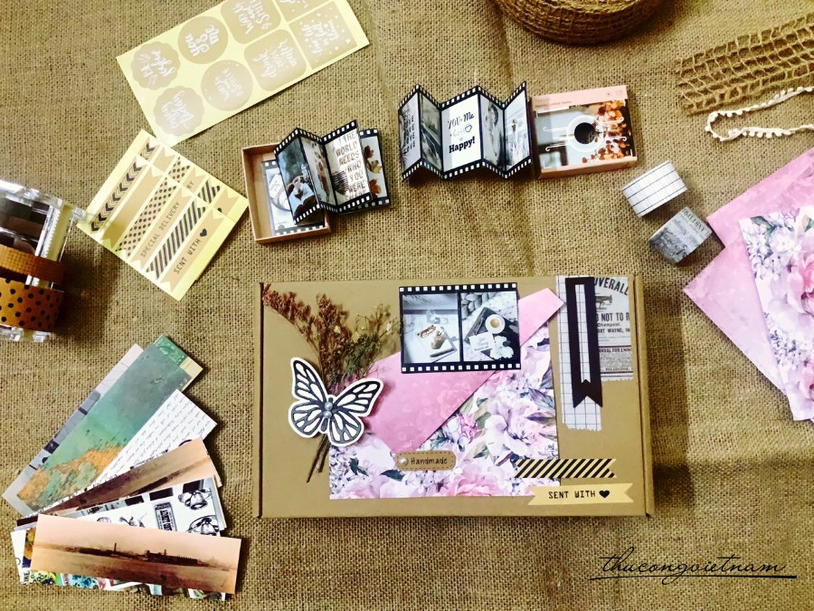 Hộp quà kraft vintage gói sẵn 
