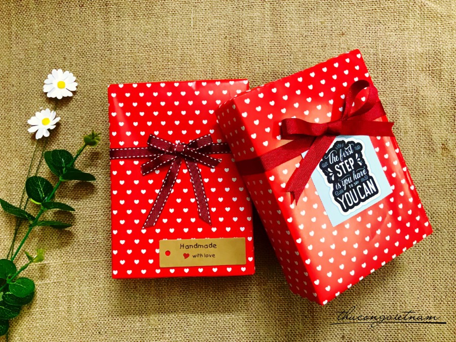 Set 2 hộp quà gói sẵn phong cách Vintage kiểu đơn giản - M4