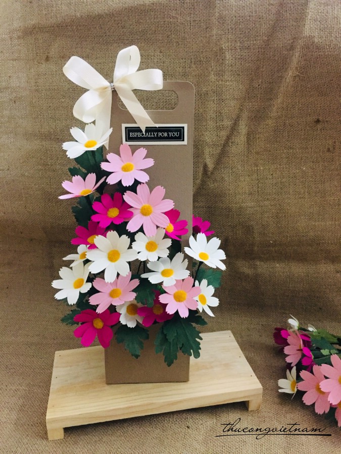 Giỏ hoa sao nhái mỹ thuật đa sắc (10*30cm)