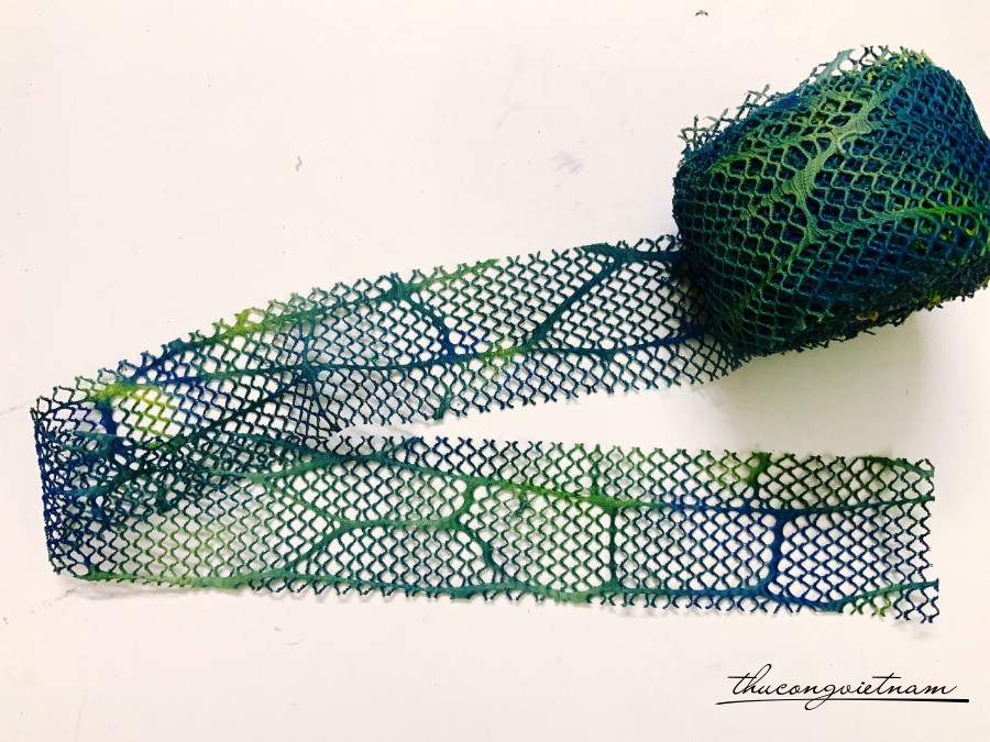 Ruy băng ren lưới bản 6cm xanh dương