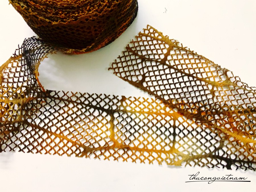 Ruy băng ren lưới bản 6cm vàng
