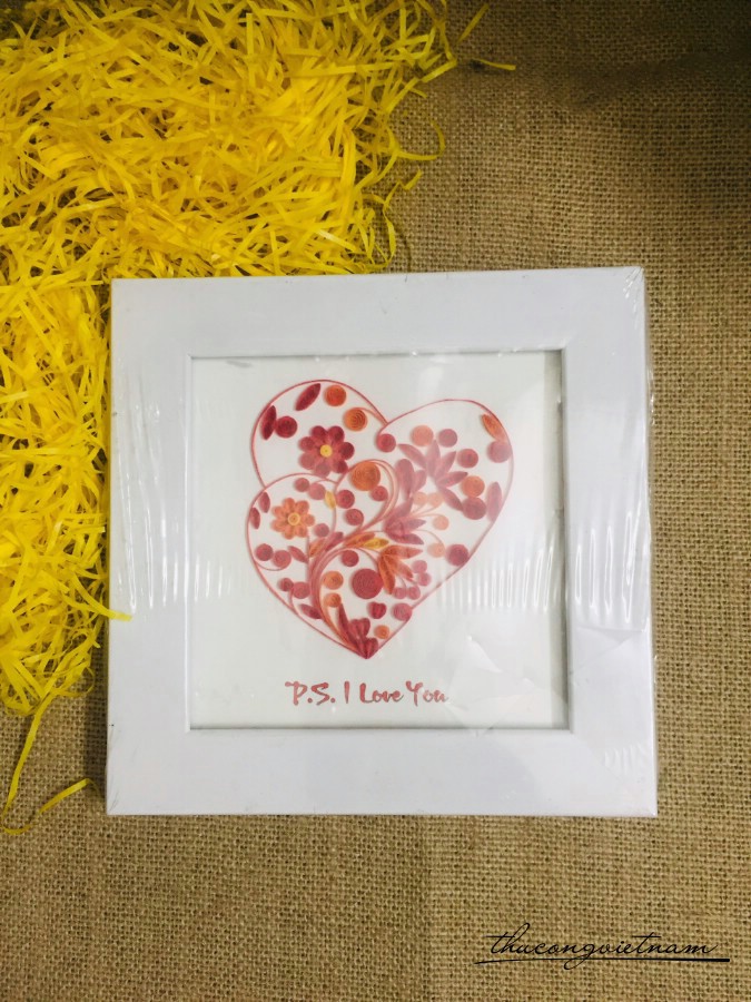 Tranh quilling Tim đỏ 