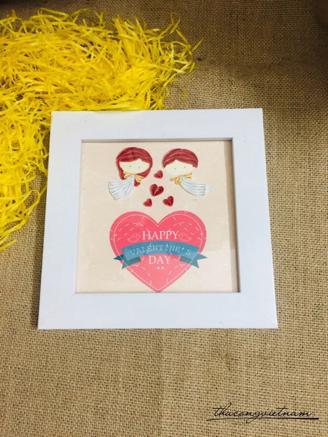 Tranh quilling Happy Valentine 15*15cm