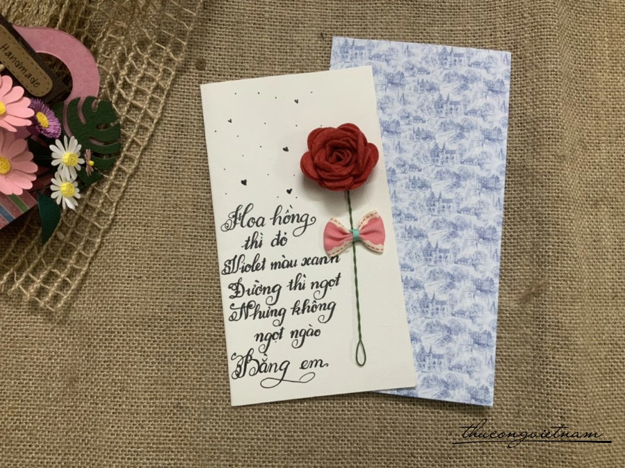 Thiệp hoa hồng đỏ 12*18cm