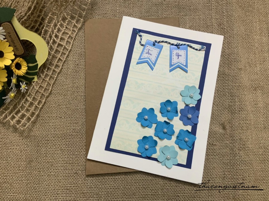 Thiệp For you xanh 15*20cm