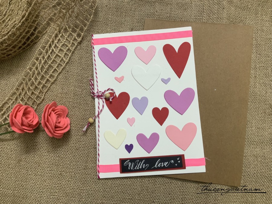 Thiệp Tim With Love 15*20cm