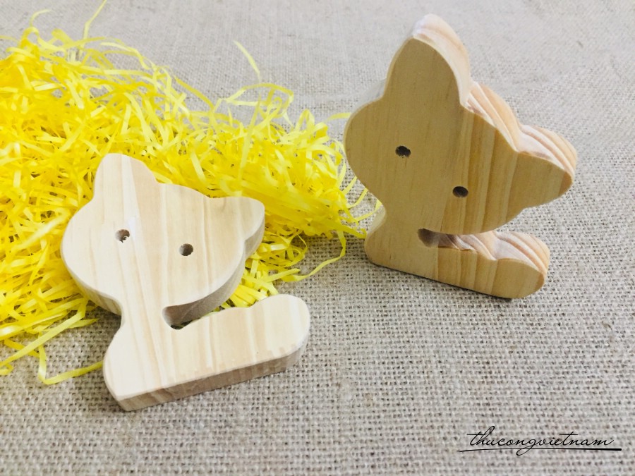Mèo gỗ thông 10cm