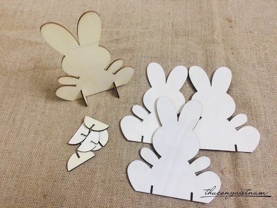 Thỏ gỗ ngồi 16*13.5cm ( lắp ráp)