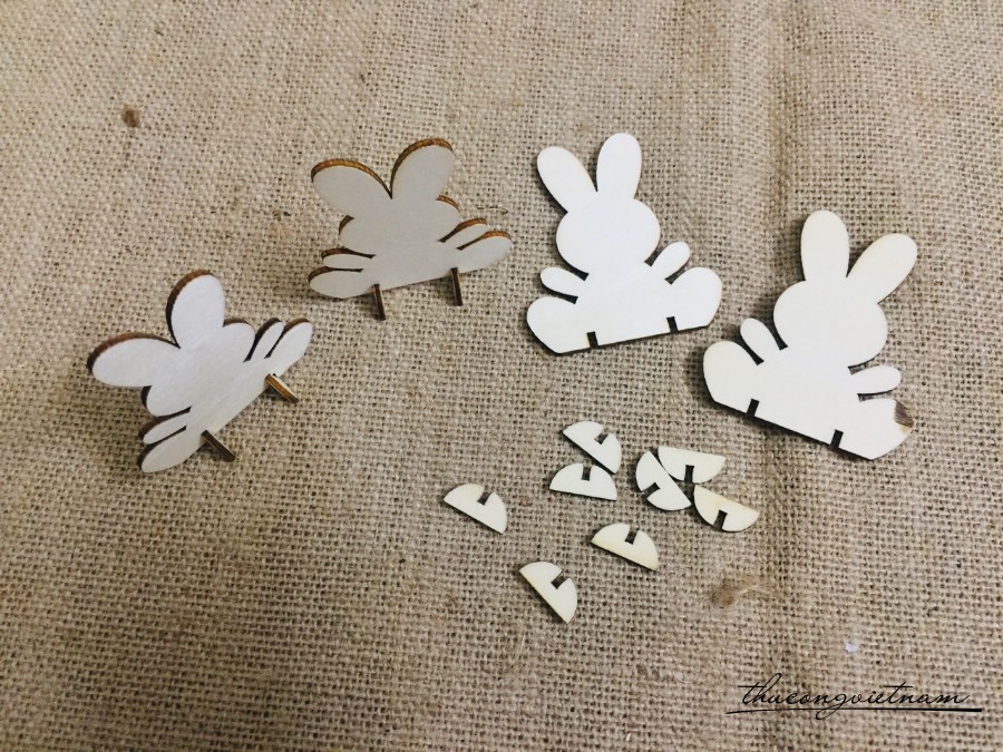 Combo 10 Thỏ gỗ ngồi 6*7cm ( lắp ráp)