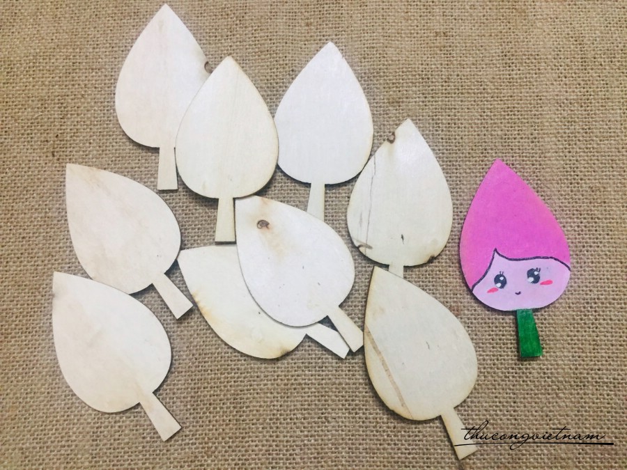 Thẻ gỗ trơn búp sen - 10cm