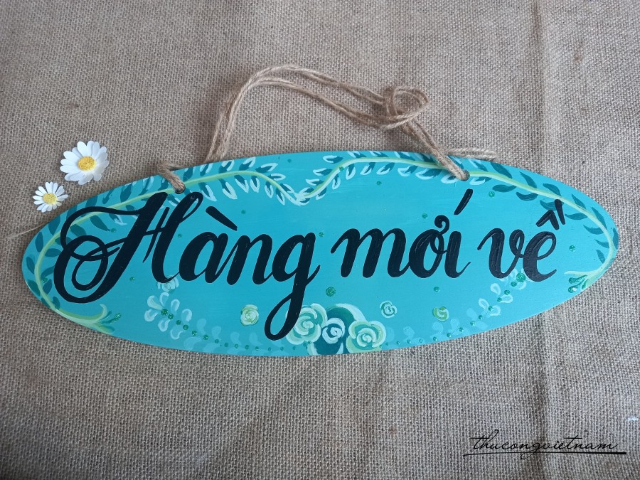 Bảng gỗ treo hình Oval 38*13cm - M6