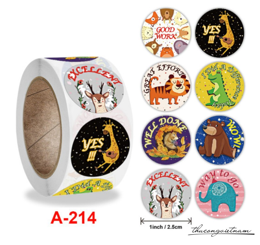 Stiker khen thưởng, động lực, note (500 tem) - Mẫu A214